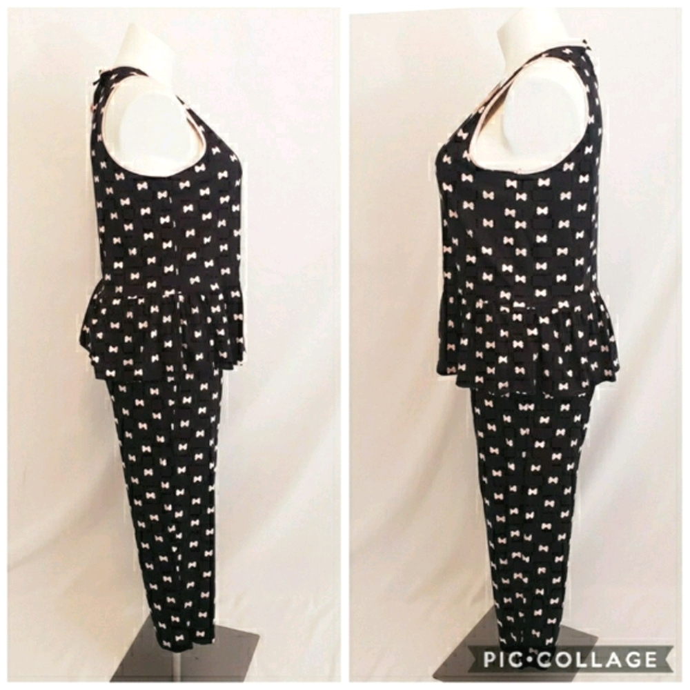 NWT Kate Spade 2pc Pajama Set Pink Bows Top & Pant - Picture 2 of 10
